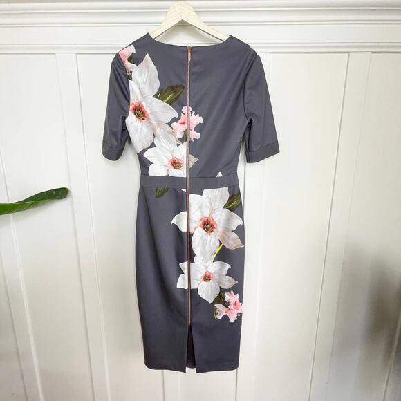 Ted Baker Gray Asymmetrical Embellished Midi Dress - Picture 3 of 4